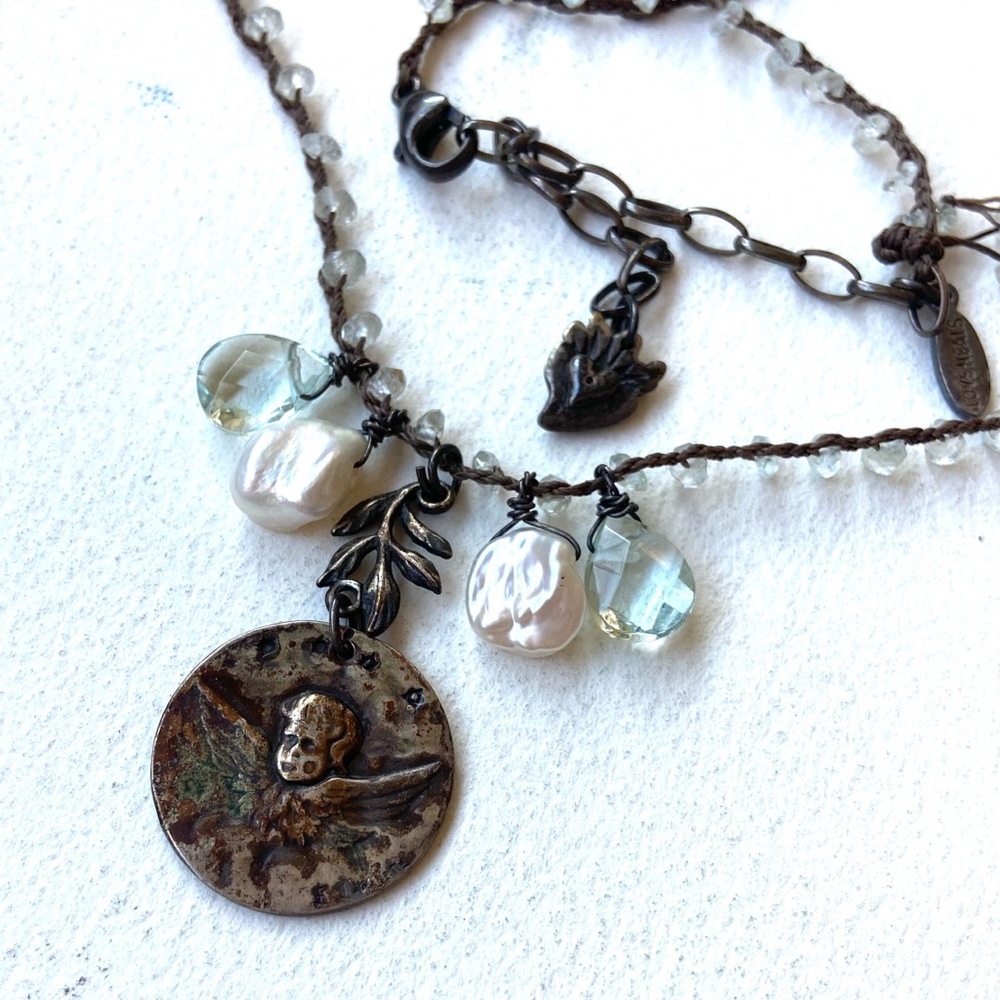 Love Heals sterling and pearls pendant necklace
